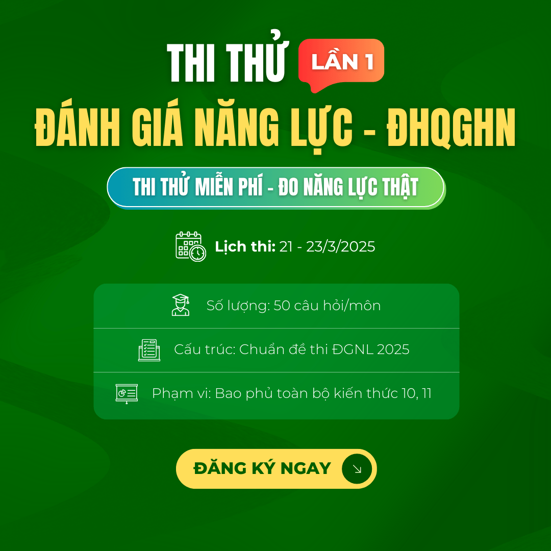 2K8 THI THỬ ĐGNL ĐHQGHN – THÁCH THỨC BẢN THÂN, RINH QUÀ CỰC CHẤT!