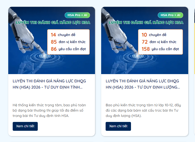 Thông báo khai giảng khóa luyện thi đánh giá năng lực HSA 2026 cùng AI