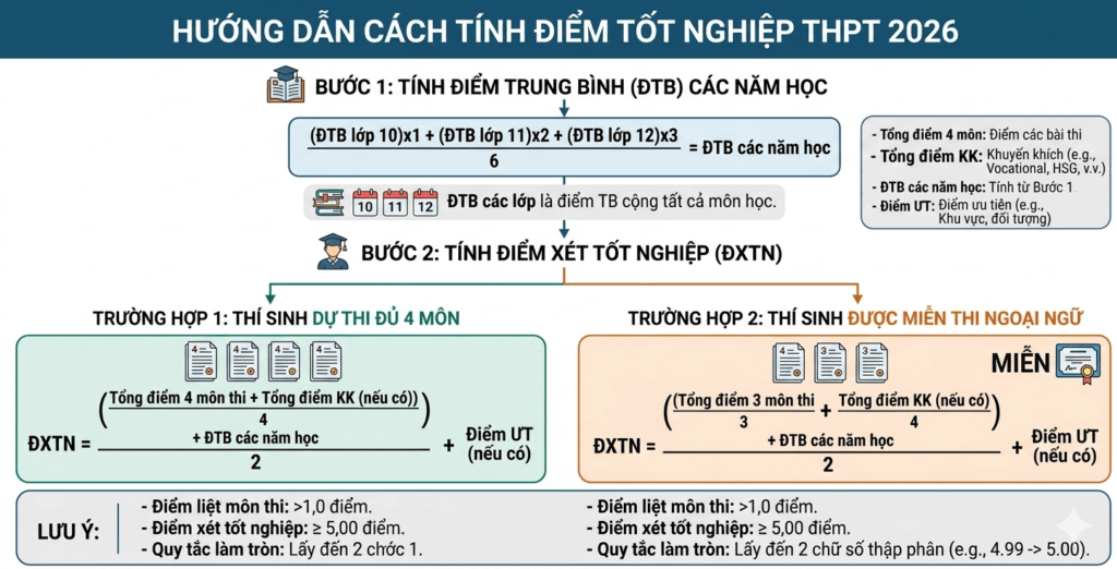 Infograhphic - Cách tính điểm xét tốt nghiêp 2026