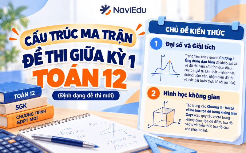 Tìm hiểu về cấu trúc ma trận đề thi giữa HK1 Toán 12 theo định dạng đề thi mới