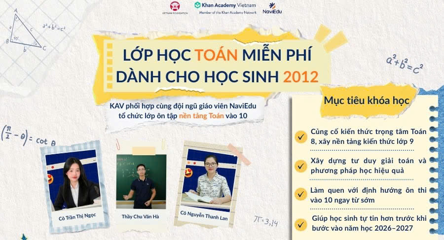 Lớp học Toán miễn phí NaviEdu & Khan Academy